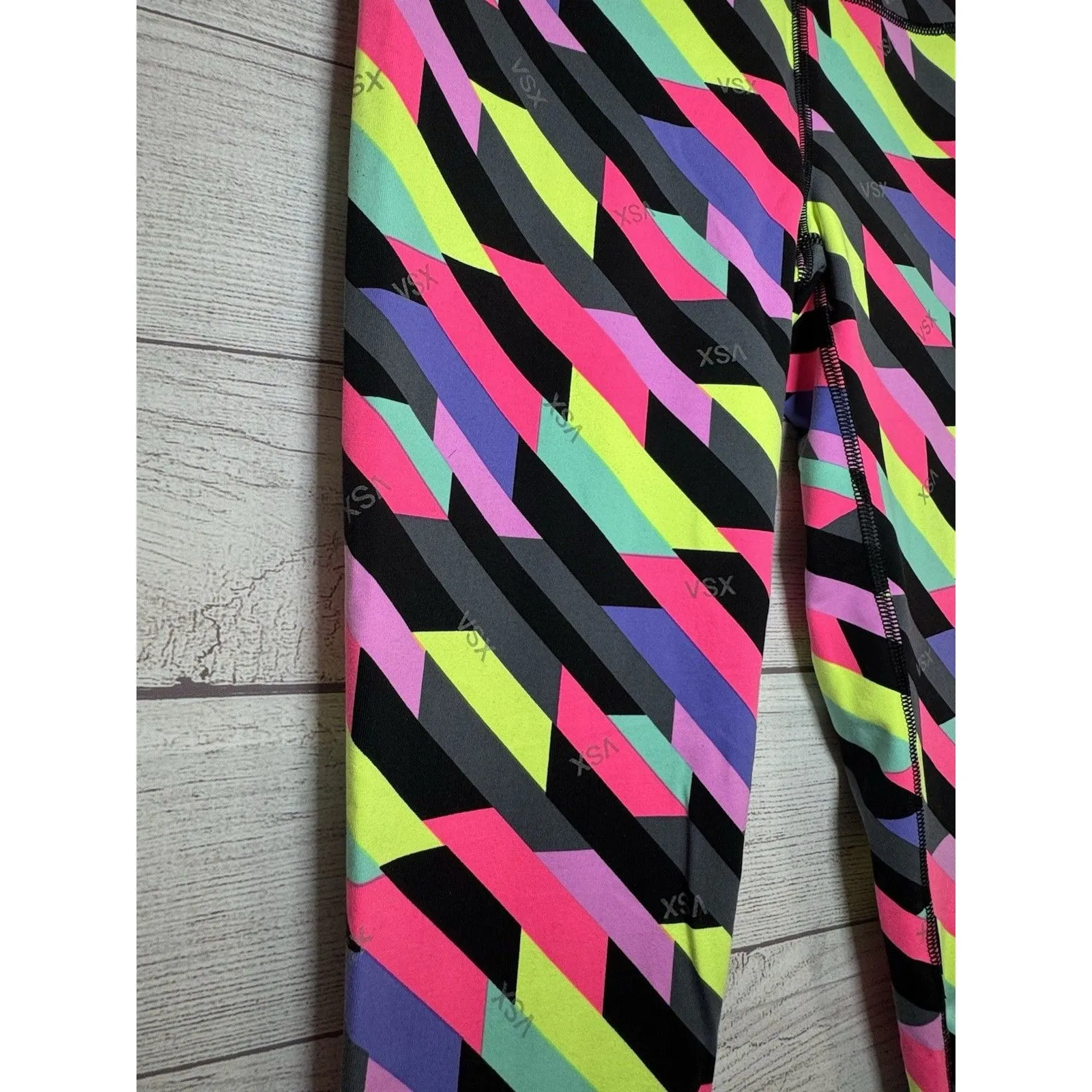Victorias Secret VSX SPORT  Gym Yoga Workout Leggings Neon Color Block SMALL - Image 4