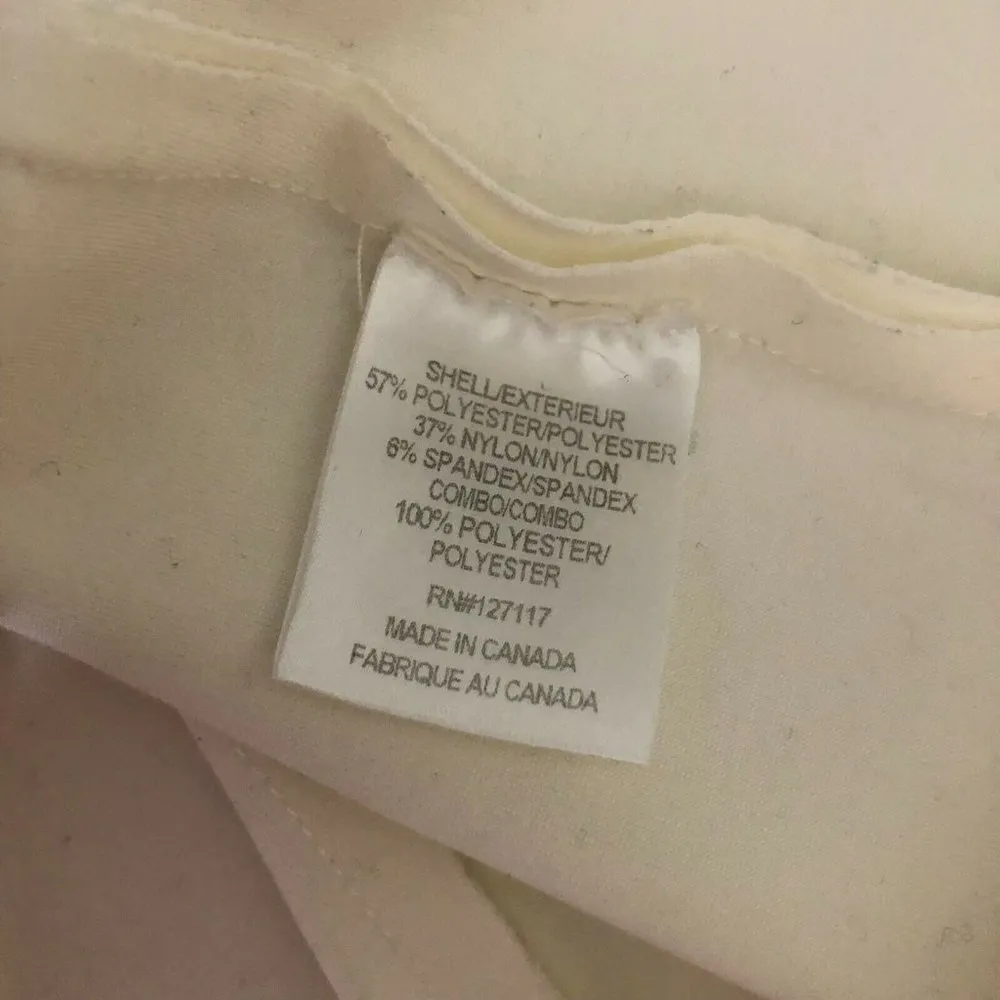 Badgley Mischka Womens Top Fitted Long Sleeve Zipper Back Stretch Ivory Size XL - Image 4