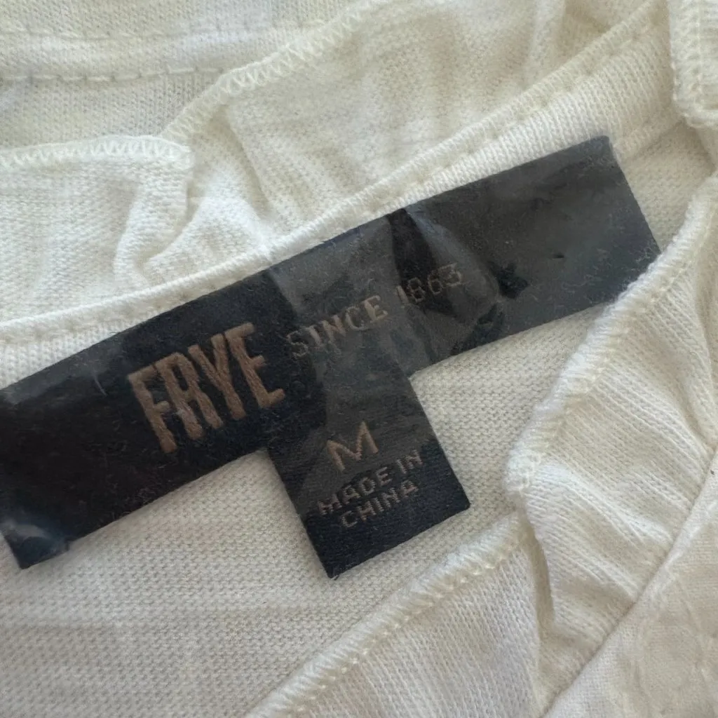 Frye Embroidered Yoke Tee Cream Size Medium – NWT - Image 7