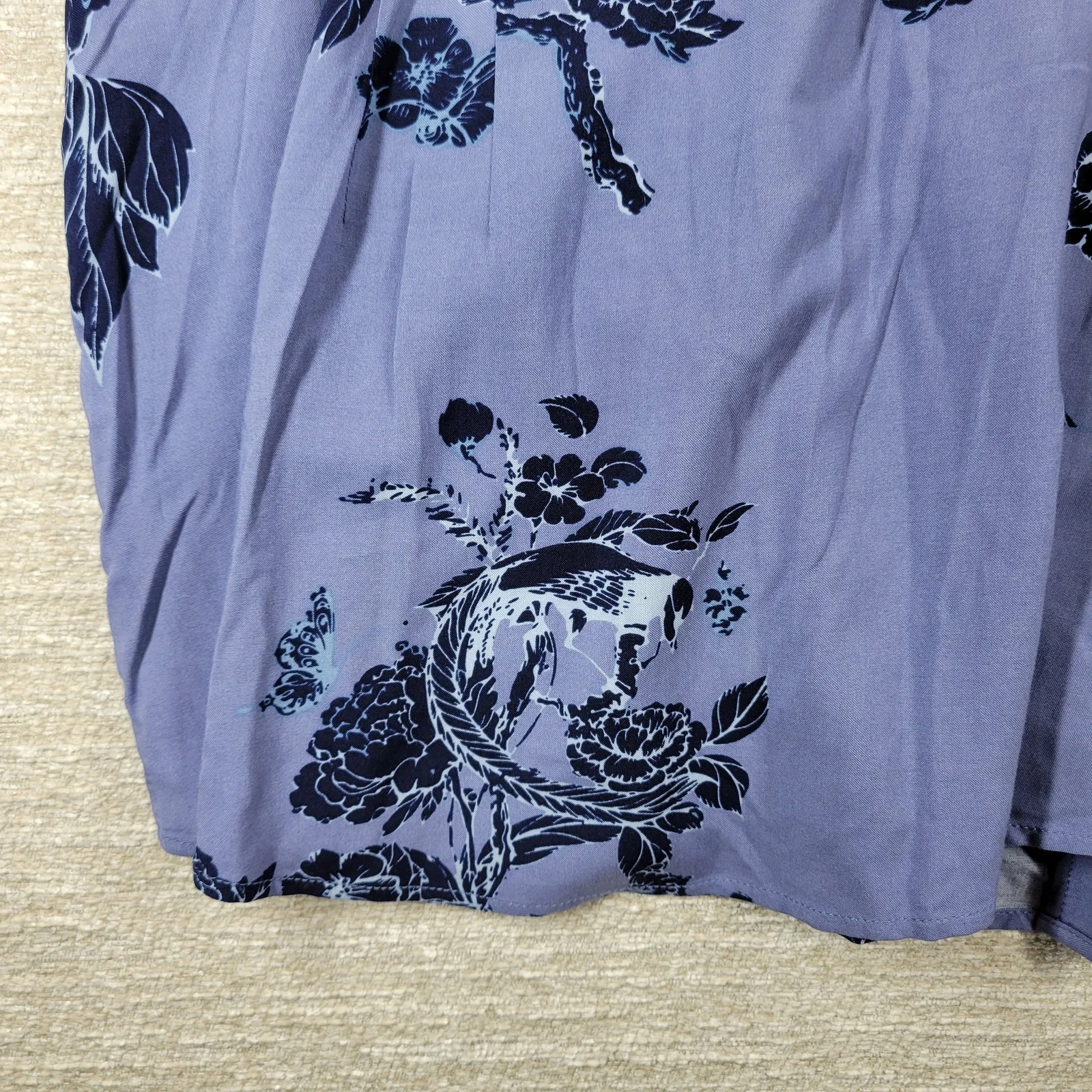 Soft Surroundings Tranquil Blooms Kimono Shirt XL Blue Floral Velvet Burnout New - Image 14