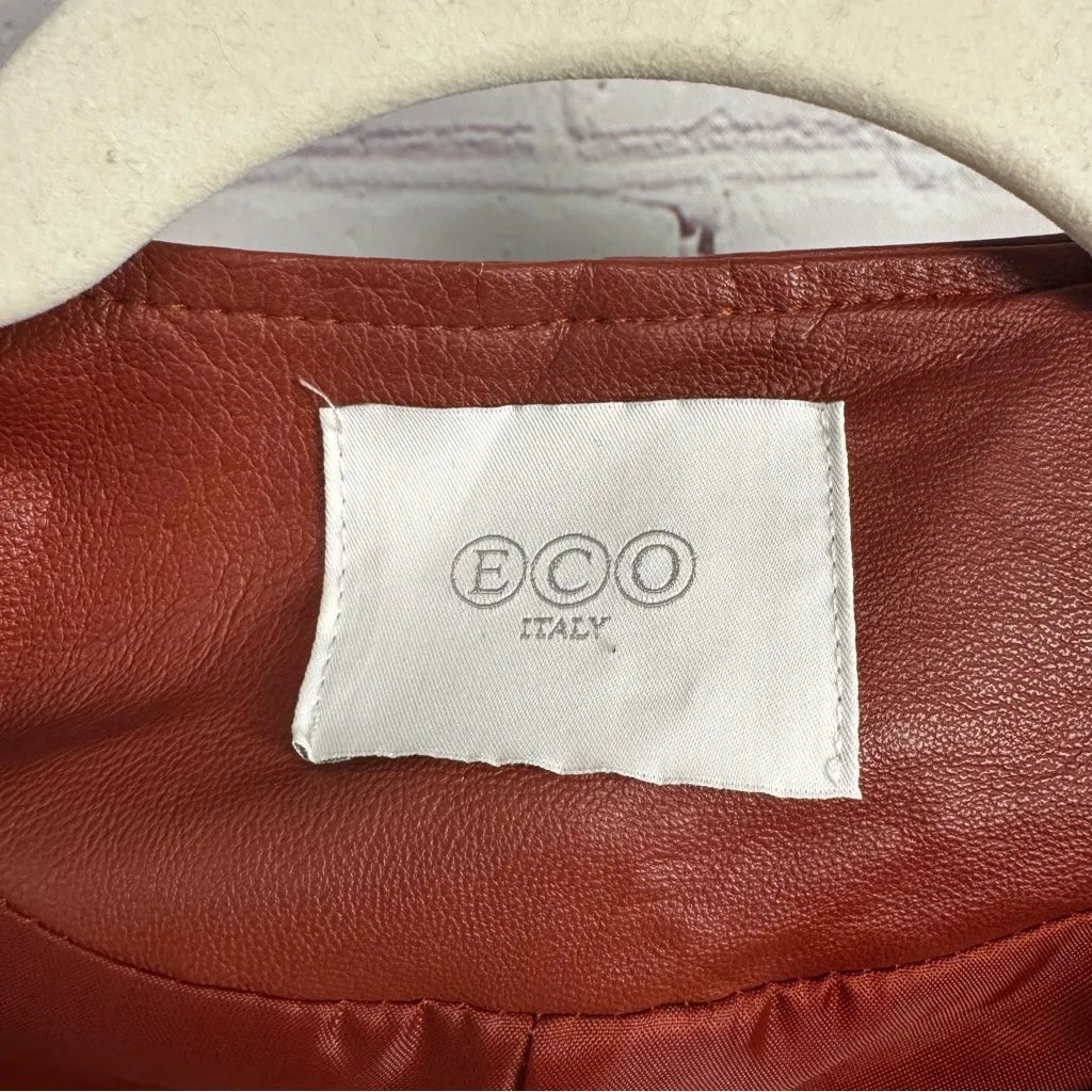 ECO Italy faux leather deep red brown structured full zip jacket ladies XS/S Size undefined - Image 5