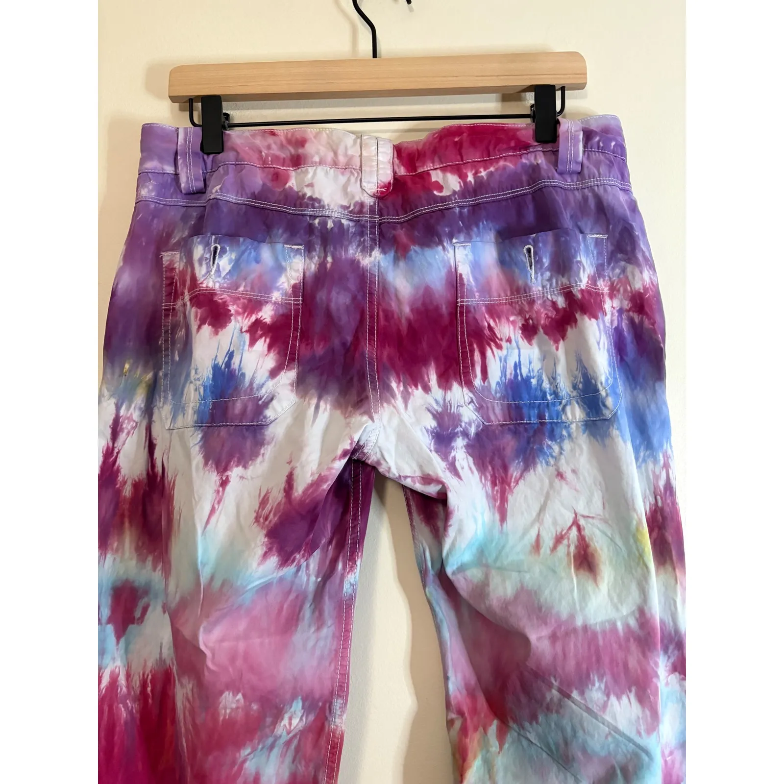 American Eagle Tie Dye Pants Size 10 Reg‎ Multicolor Cotton Roll Tab Hem - Image 7