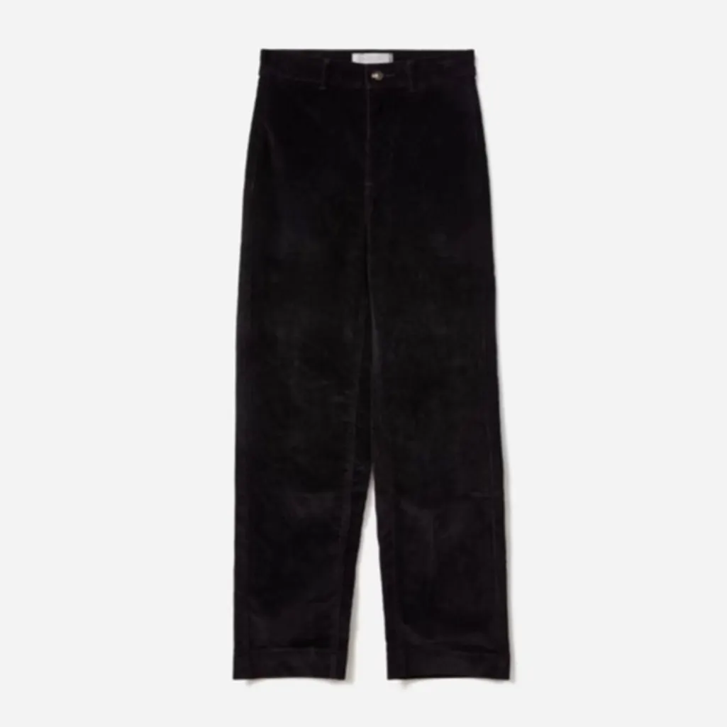 EVERLANE The Baby Cord Relaxed Straight Pant in Black Size 4 - Image 10
