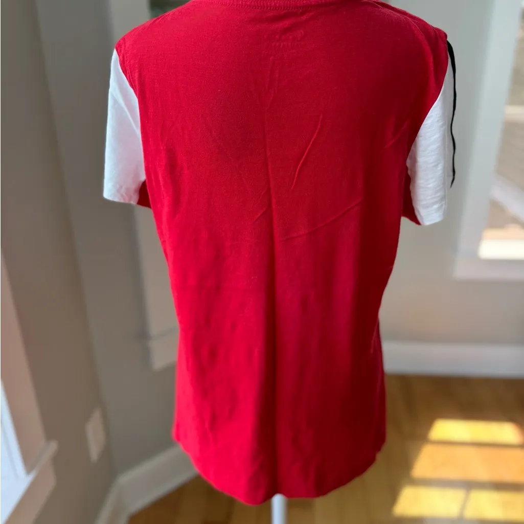 Wisconsin Badgers Red White Black Stripe Short Sleeve Women’s Tee Shirt Medium - Image 4