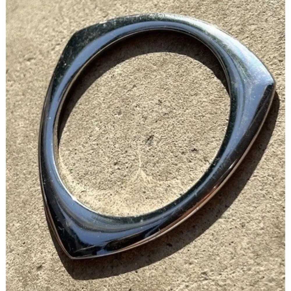 Vintage Rounded Bangle Square Geometric Shape Silver Tone Bracelet Sz 7.5” - Image 7