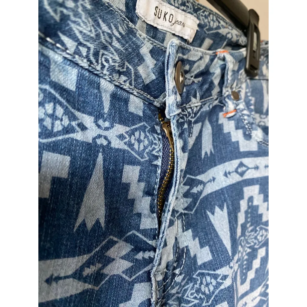 Suko Tribal Patterned Skinny Jeans Denim Boho Indie Aztec Roadrunner Festival 6 Blue - Image 6
