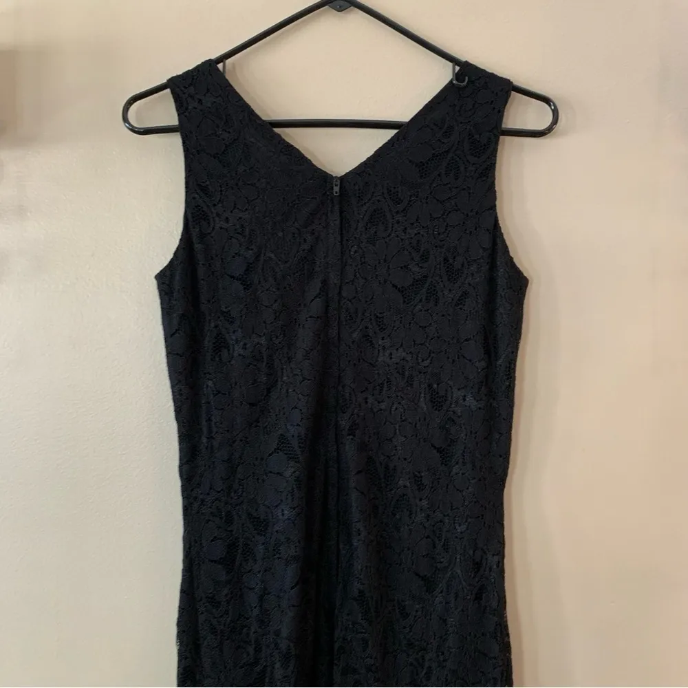 Vintage Laura Ashely Black Lace Sleeveless V-neck Maxi Cocktail Dress Size 6 - Image 7