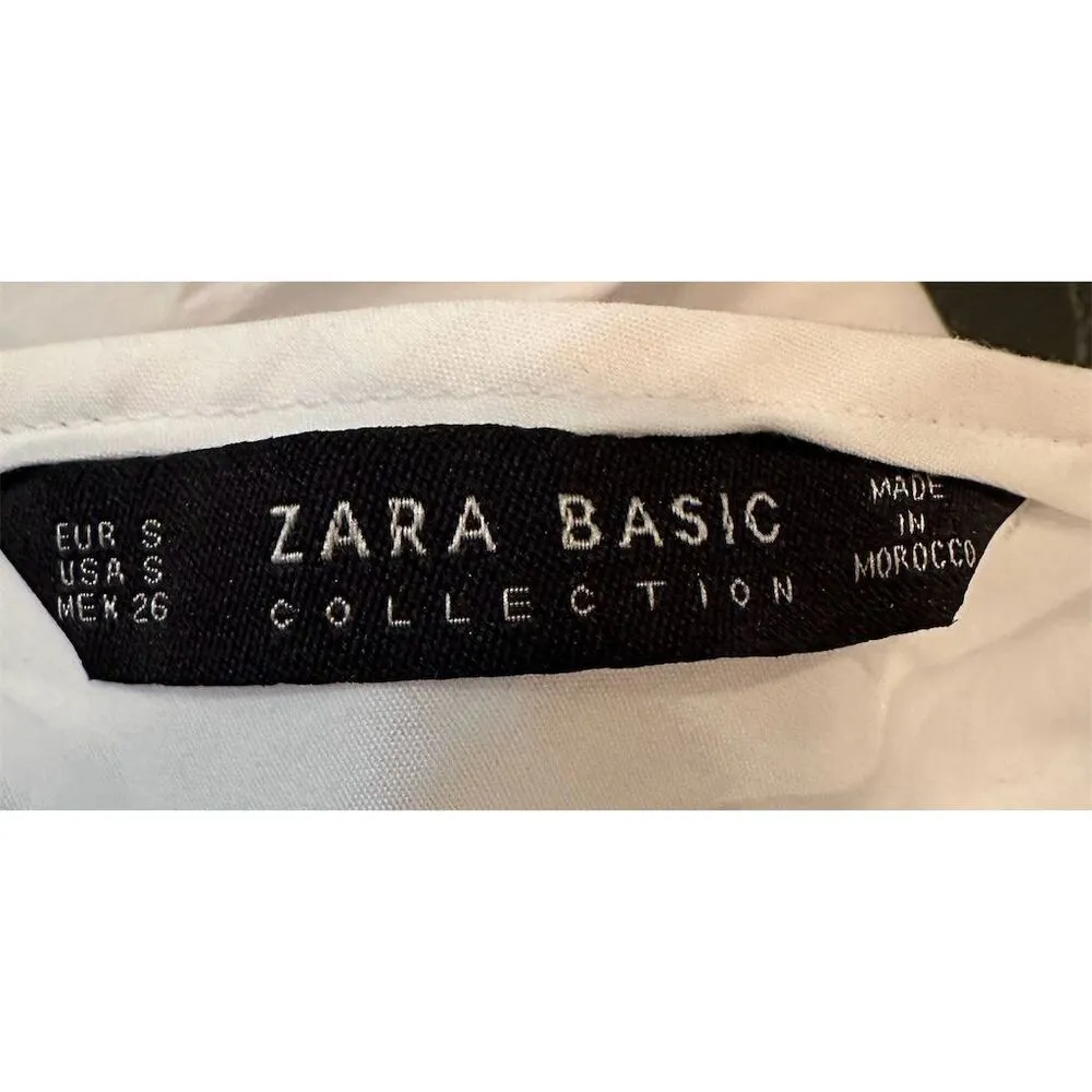 Zara Basic Women's White Ruffle Sleeve Cropped Blouse Size S - Image 10