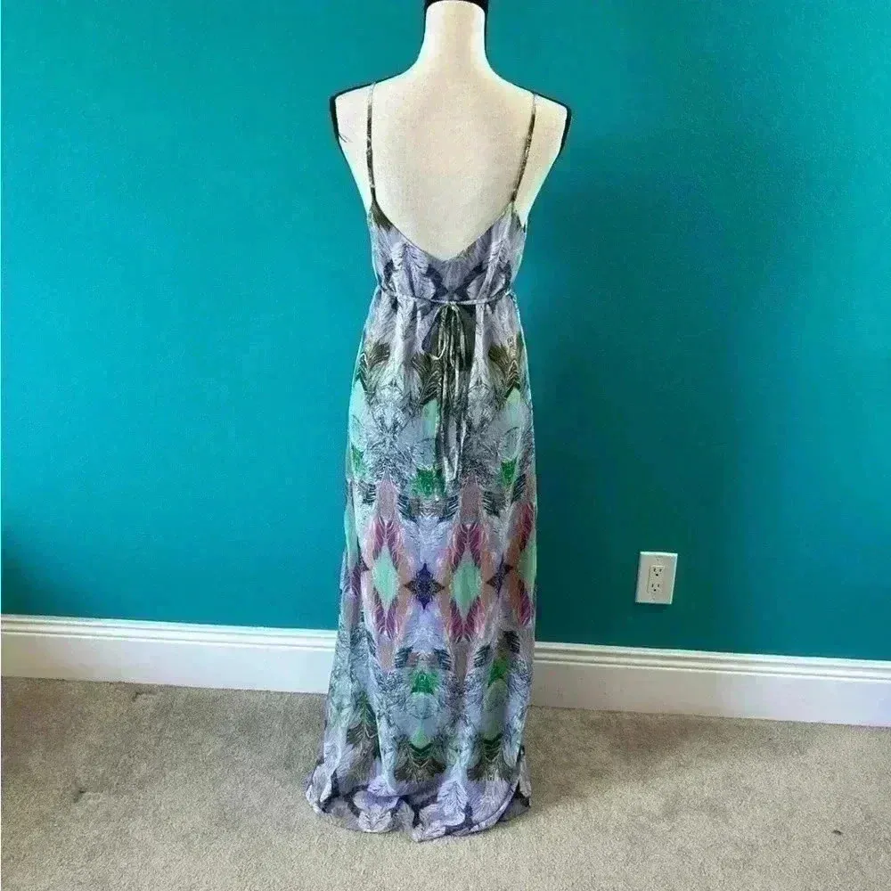 Charlie jade abstract peacock purple straps flowy maxi dress in size xs - Image 3