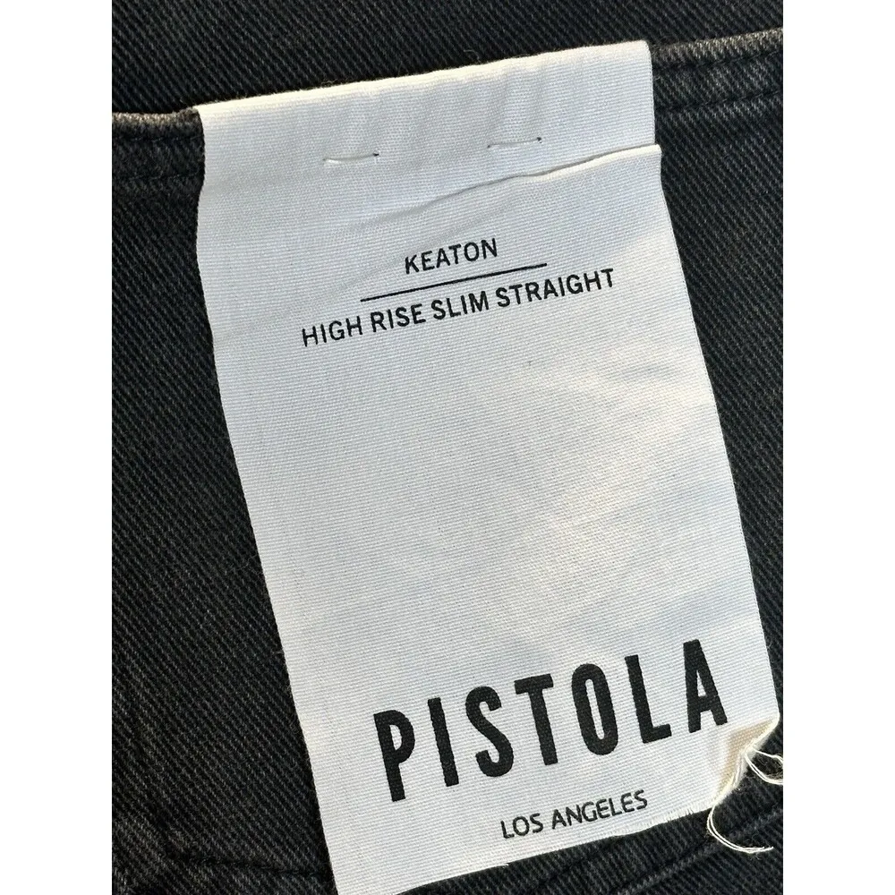 Pistola Women's Keaton High Rise Slim Straight Jeans Size 25 Taurus Black Wash - Image 6