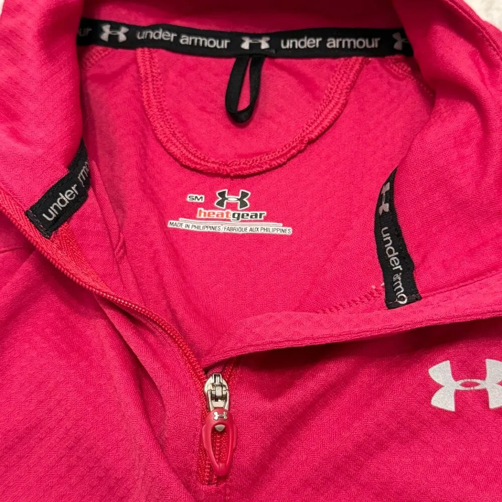 NEW Under Armour women's small pink 1/4 zip Heatgear long sleeve - Image 2