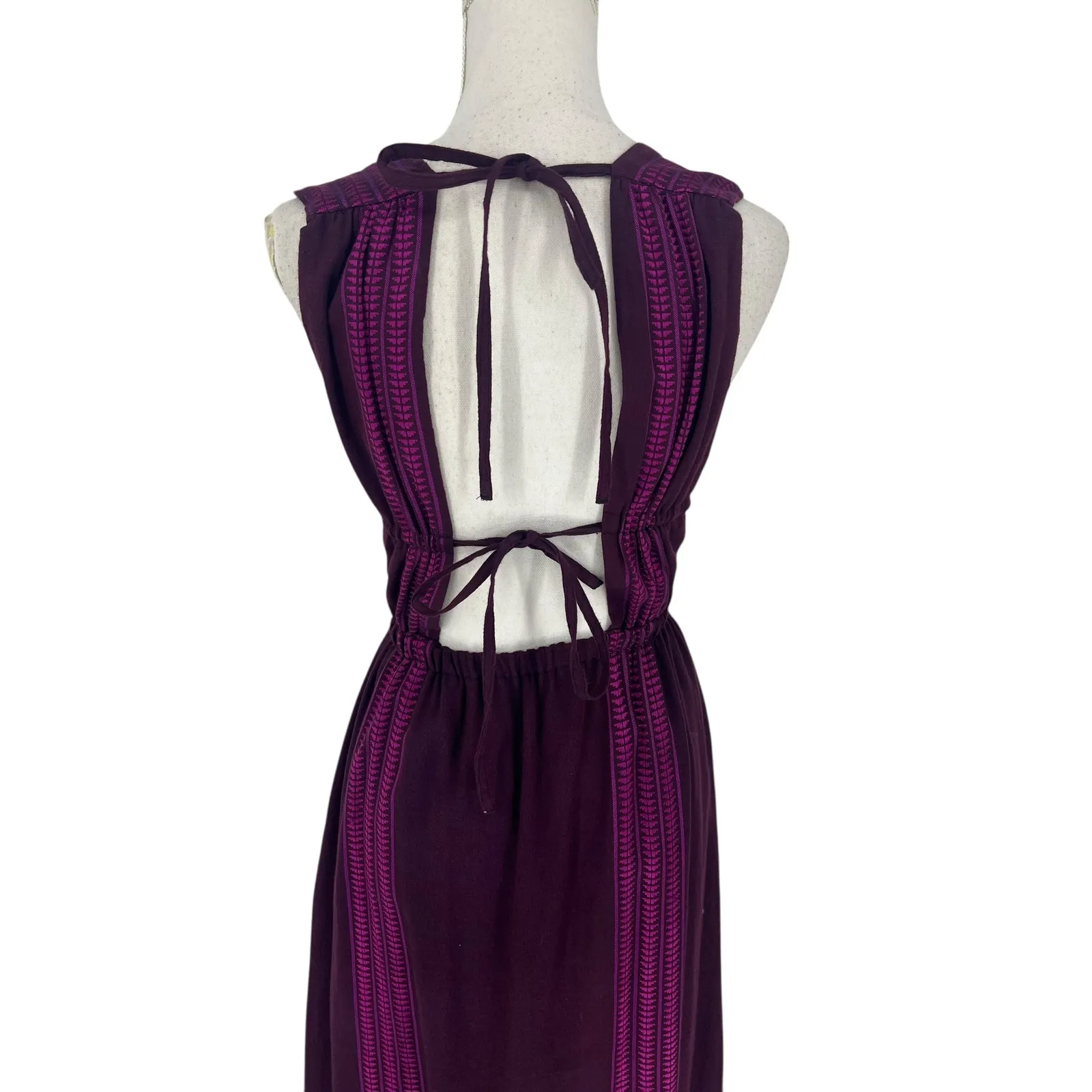 Lemlem Lelisa V-Neck Dress in Jordanos Burgundy - Image 13