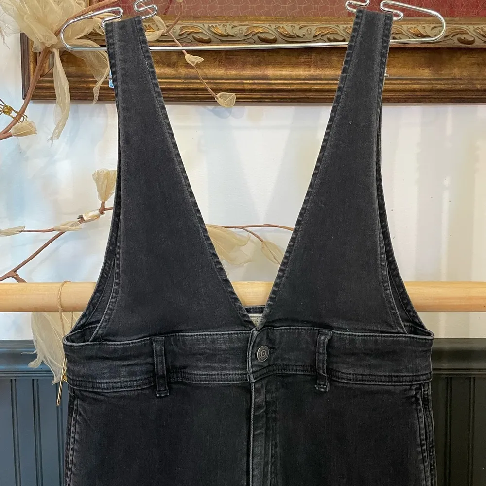 Free People A Line Wide Leg Cropped Plunging V Neck Denim Overalls - Sz 8 🧡🎀 - Image 4