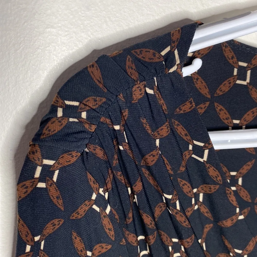 Lauren Ralph Lauren equestrian chain link faux wrap dress with side ruching sz 6 Brown - Image 5