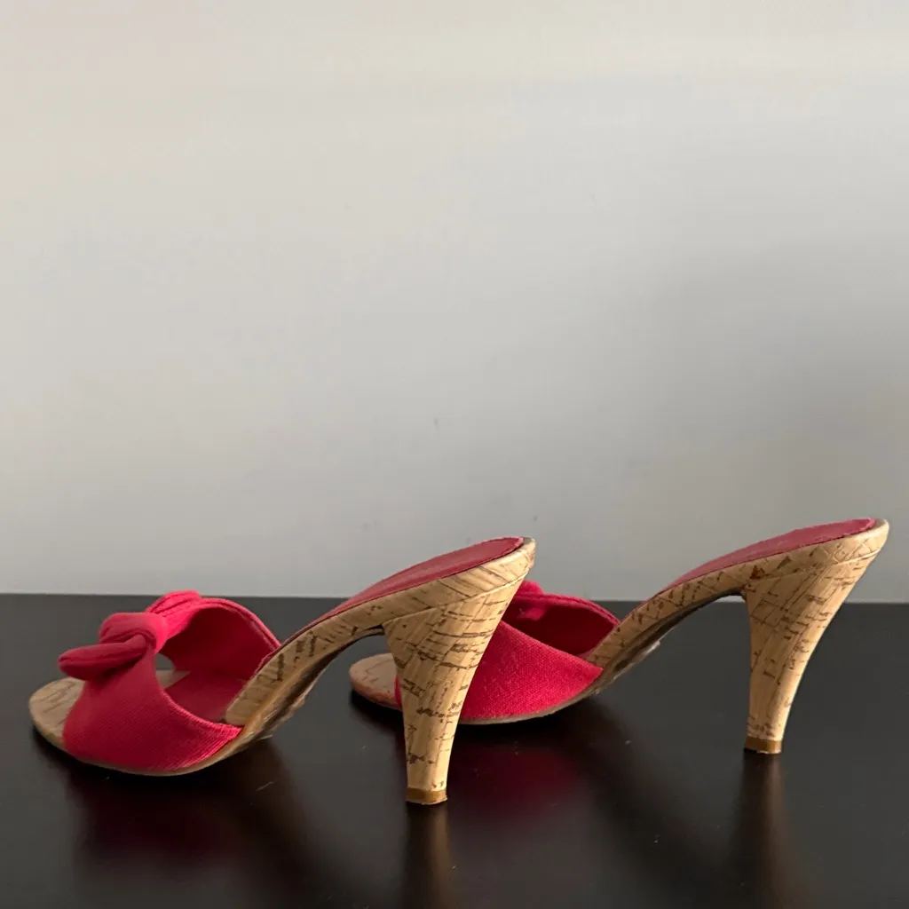 Dollhouse  Red Cork Heels with Bow Sz 6.5 - Image 6