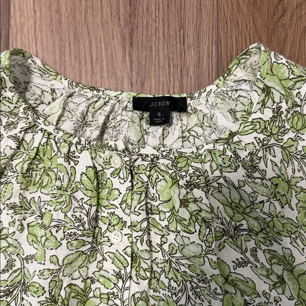 J.Crew Tossed Floral Linen Cropped Top and Linen Skirt Set Size 0/Small - Image 5