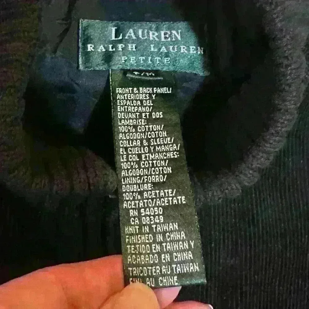 VNTG Lauren Ralph Lauren‎ Black Corduroy full zip jacket sweater sleeves … - Image 4