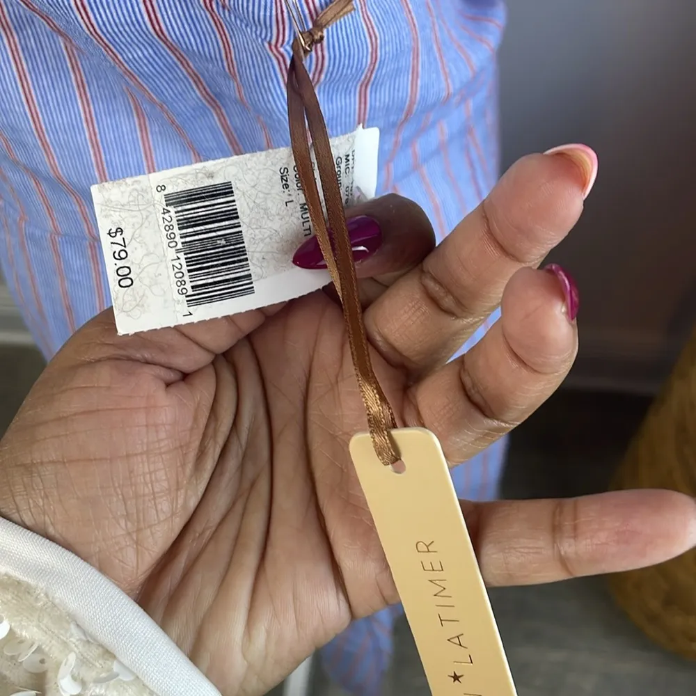 NWT Gibson Latimer Blue and White Cut Out Pleated Sundress - Image 4