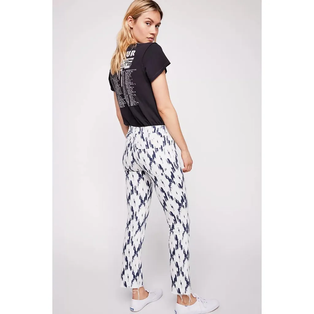 Free People Indigo Skies Printed Crop Flare Jeans - Image 2