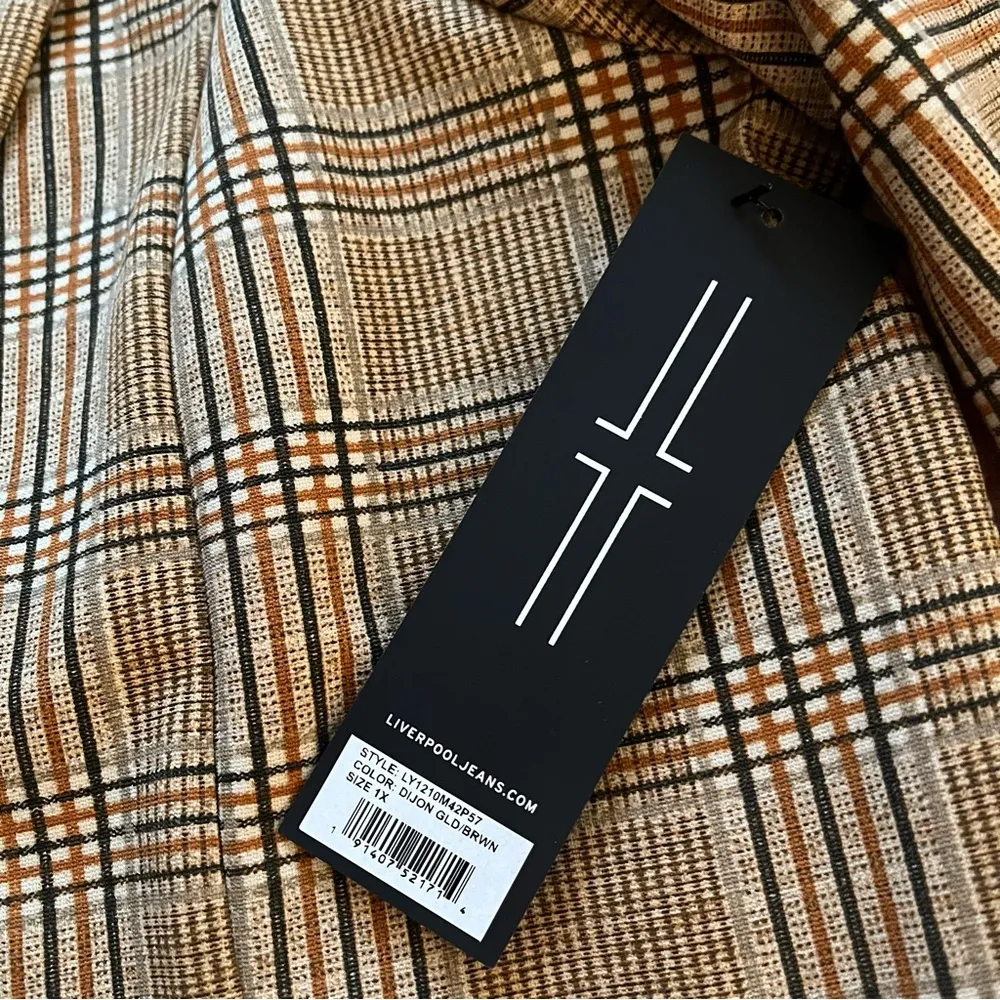 NWT, Liverpool Boyfriend Blazer, Dijon Gold Plaid, Sz 1X - Image 12