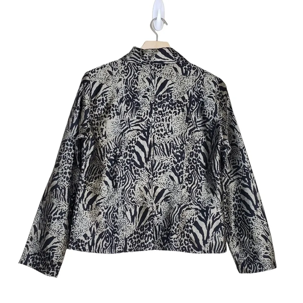 Chico's Womens S 100% Silk Animal Print Open Front Blazer - Image 2