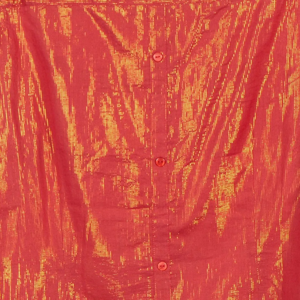 Cato Button Up Shirt XL Womens Red Gold Metallic Striped Long Sleeve Cotton - Image 6