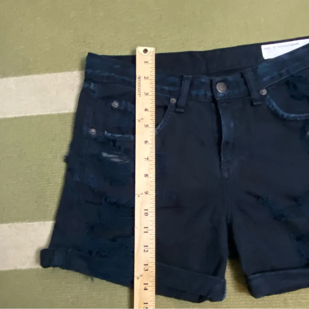 Rag & Bone Jean Shorts Size 26 Black Rebel Distressed Denim Grunge Gothic - Image 6