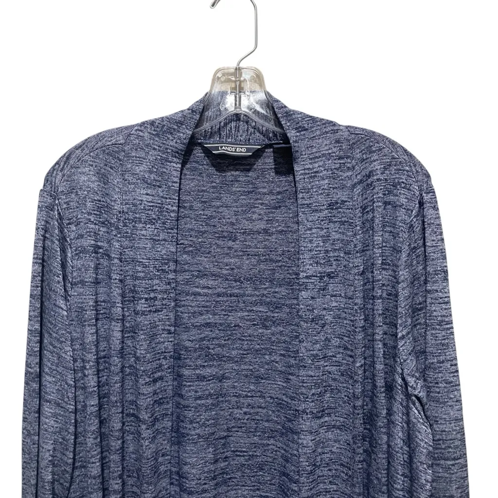Lands End Open Front Long Cardigan Blue Womens Size 2X Long Sleeve Knit - Image 4