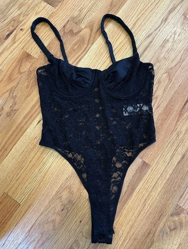 Edikted Lace & Satin Cupped Bodysuit - Image 2