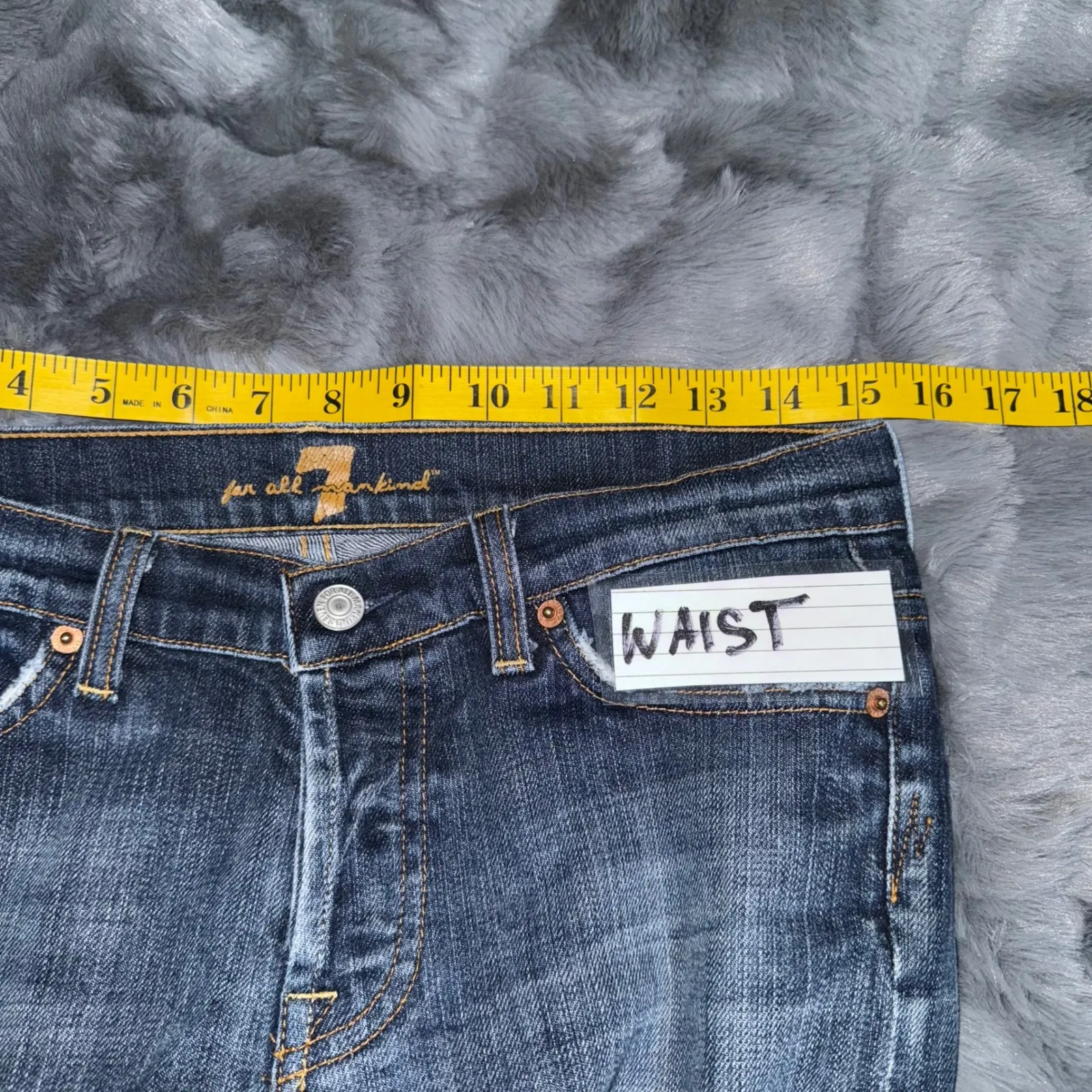 Seven for All Mankind Boy Cut Bootcut Jeans 29 Dark Wash Low Rise Buttonfly Y2K Blue - Image 12