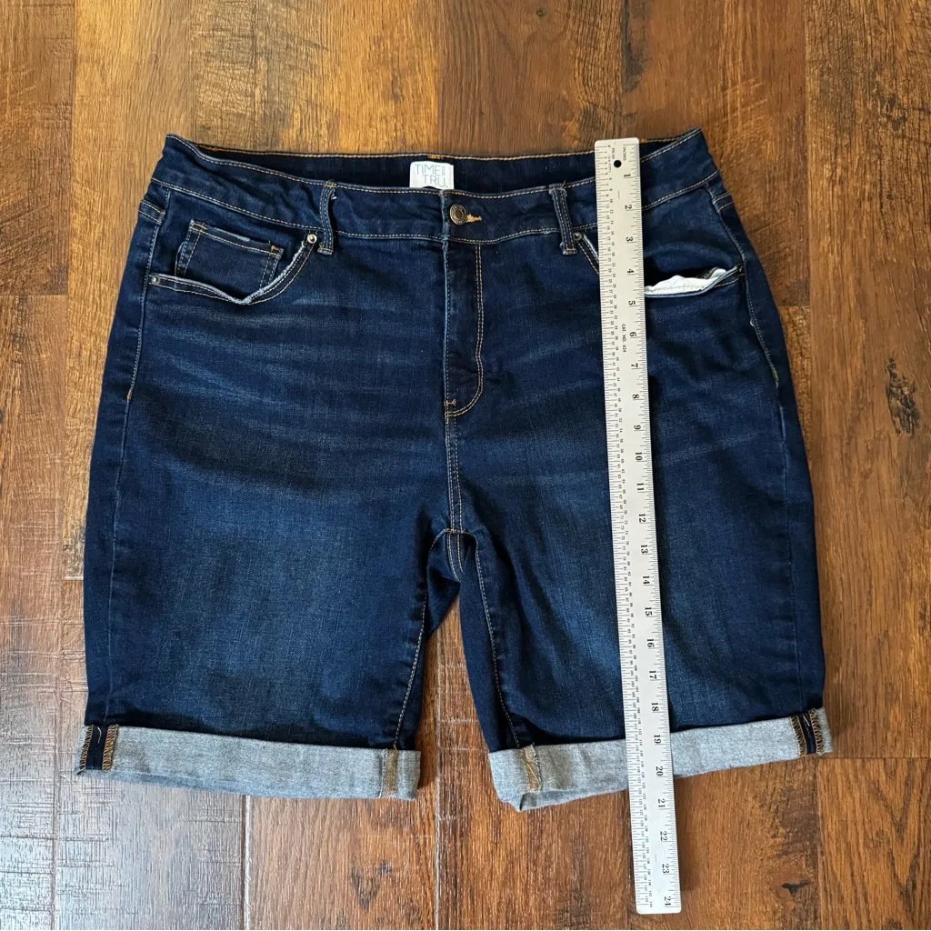 TIME AND TRU rolled cuff denim shorts, plus size 18 Blue - Image 6