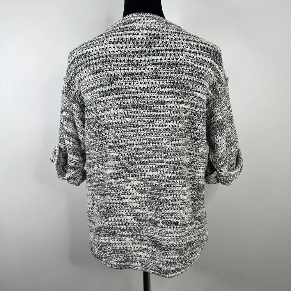 Michael Stars Crochet Knit Short Sleeve High Low Marled Gray Sweater Size XS/S - Image 7
