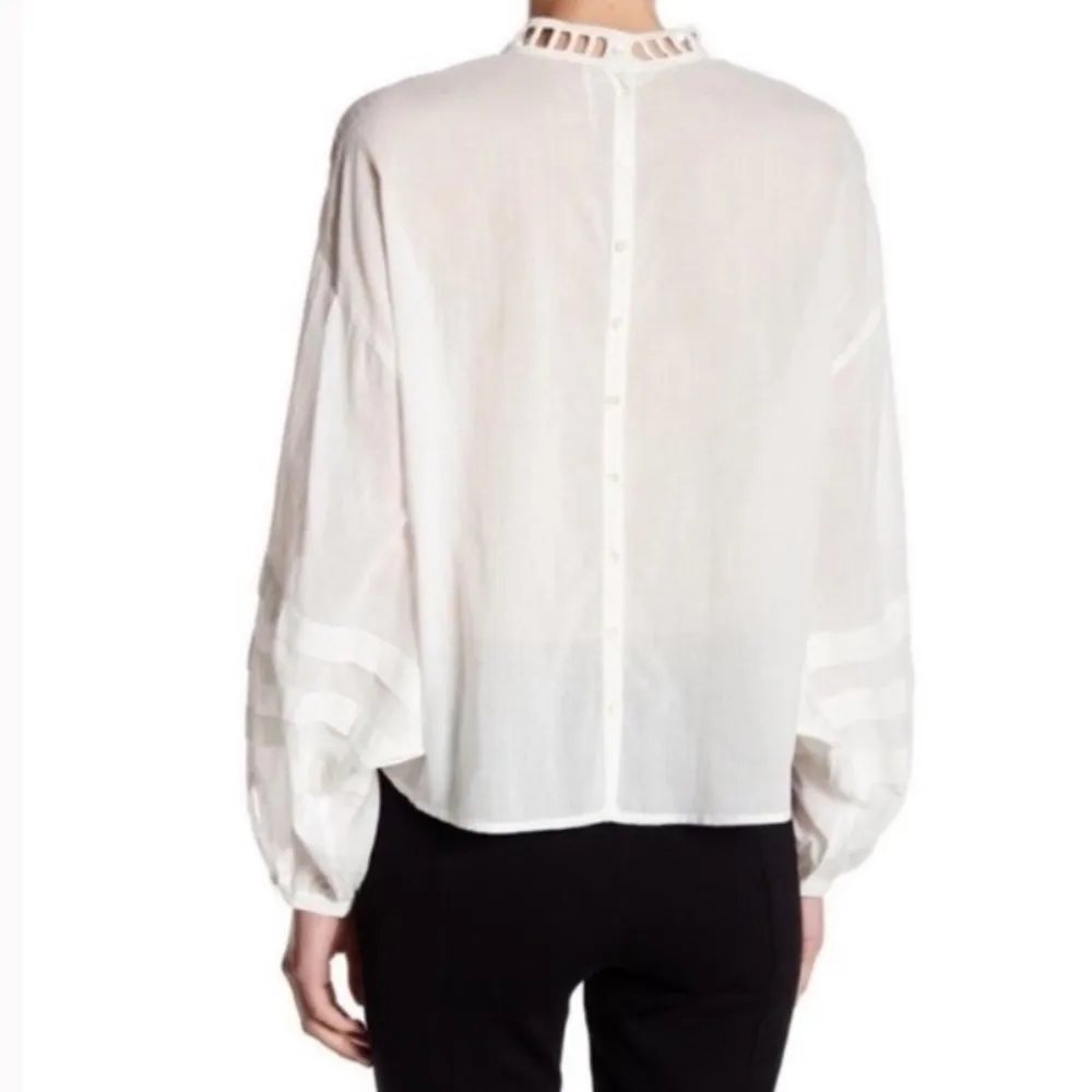 Free People Women’s White Heart Of Gold Knit Blouse Size M - Image 3