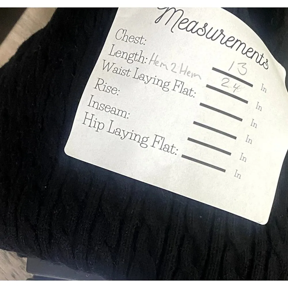 Zara Fitted Bodycon Cable Knit Square Neck Sweater Tank Mini Dress S Black - Image 8