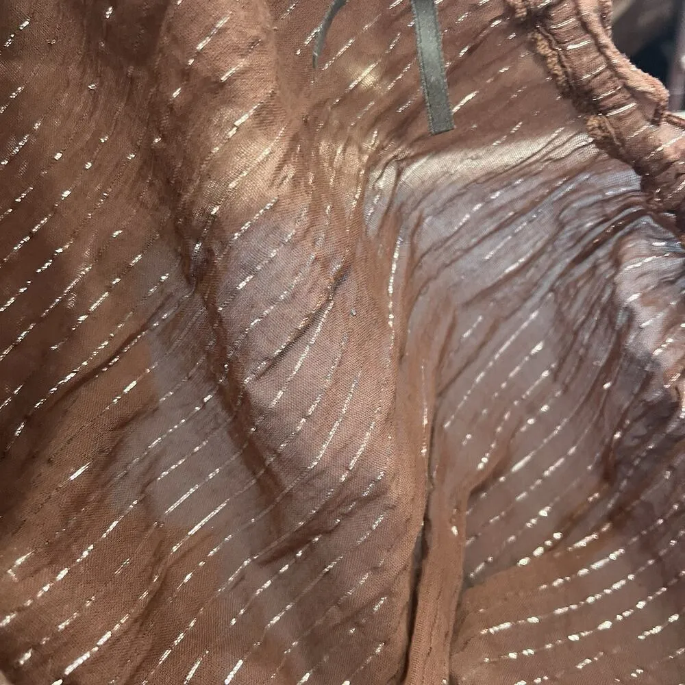 Anthropologie Malika Gauze Lurex Edition Beach Vacation Maxi Dress Metallic Sz M - Image 9