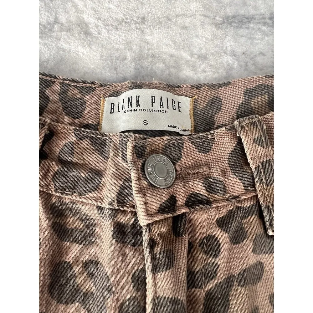 Blank Paige Womens Brown‎ Tan Cheetah Print Cut Off Denim Shorts Size Small - Image 3
