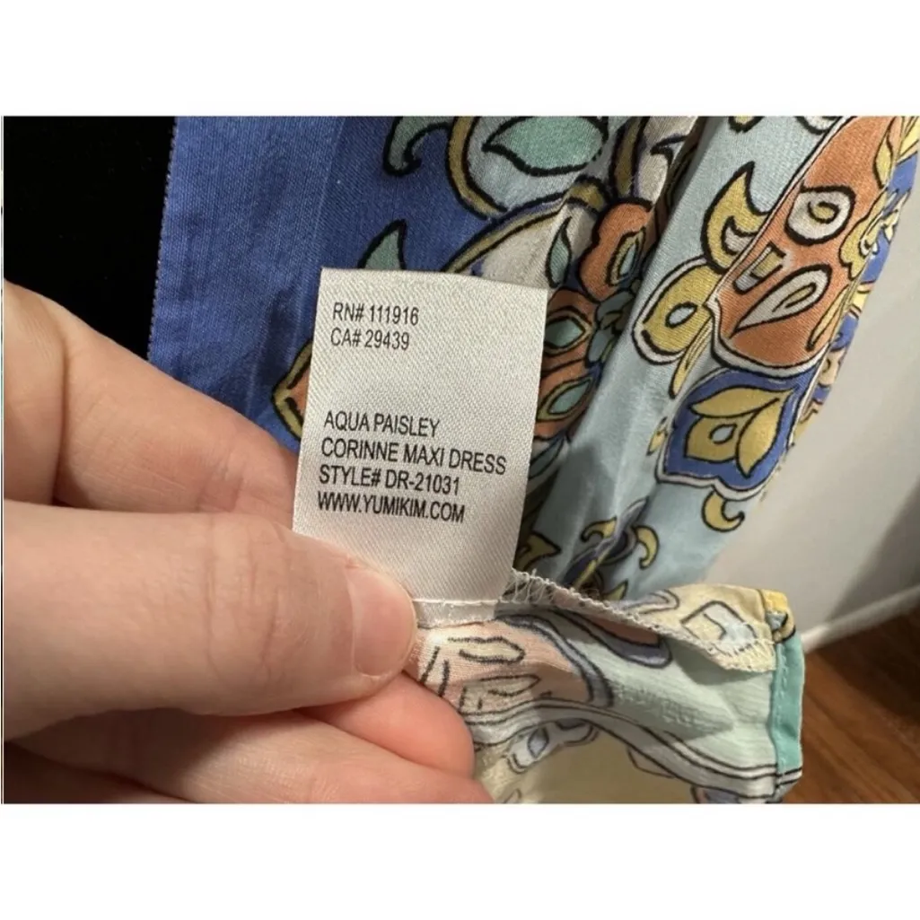 Yumi Kim Corinne Maxi Dress Aqua Paisley Medium M - Image 9