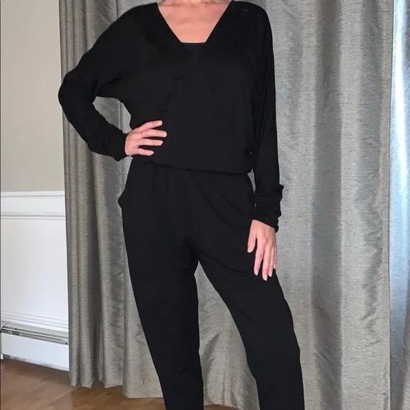 Feel the Piece Terre Jacobs Black Jumpsuit Wide Leg Open Back Size XS / Small - Image 2