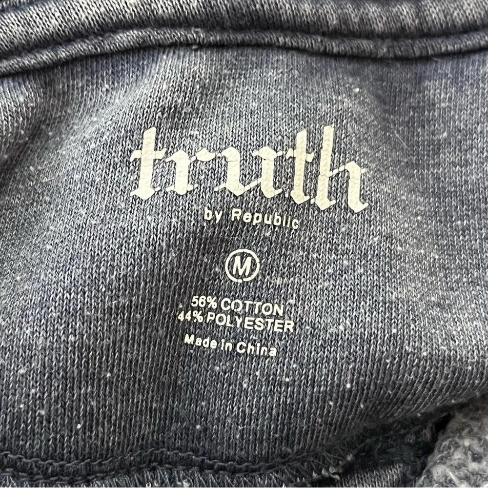 Truth by Republic Henley Hoodie Oversized Pullover Gray Stonewash M Size M - Image 3