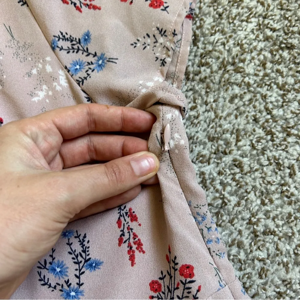 Louna Pink Elizabeth Dress Midi Floral Wedding Guest Formal Spring Ruffle Large - Image 8