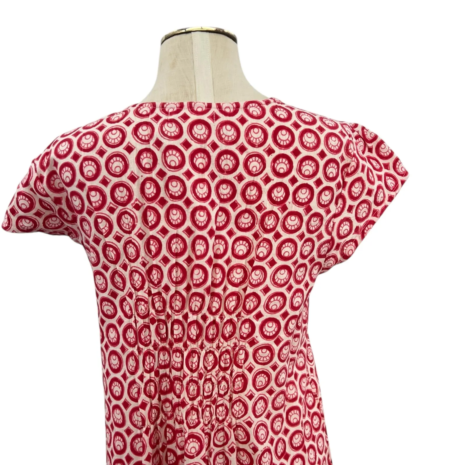 Mata Traders Lakeshore Dress Cotton Circle‎ Printed Red White Size XL - Image 7