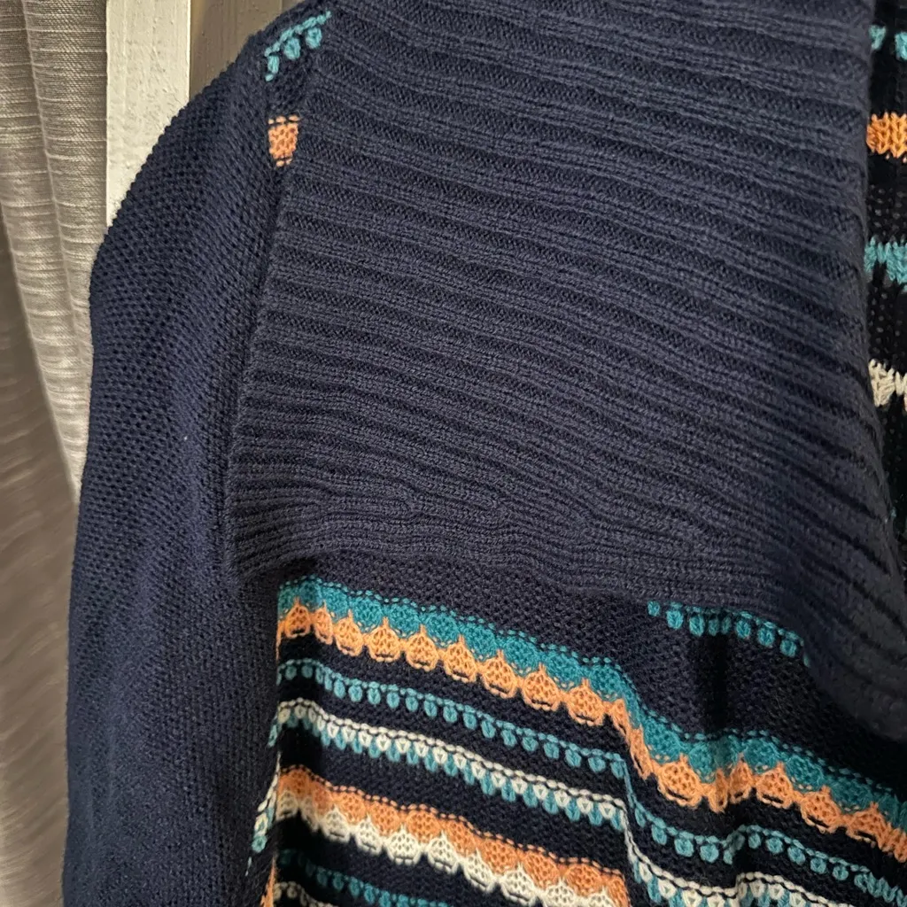 Ruby Rd. Multicolor Striped Cardigan Blue Size L - Image 6