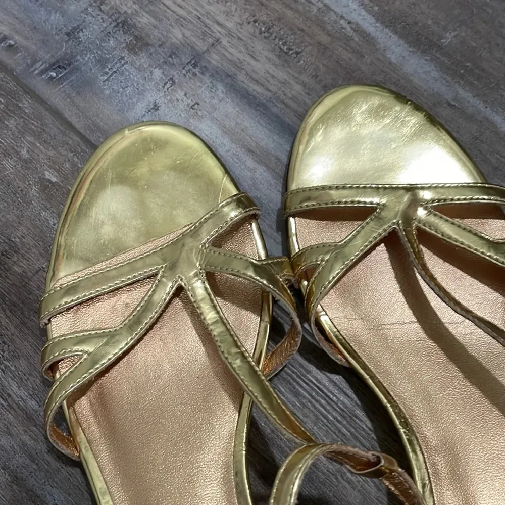 Kate Spade strappy gold low wedge sandals 1.25 inch heel - Image 7