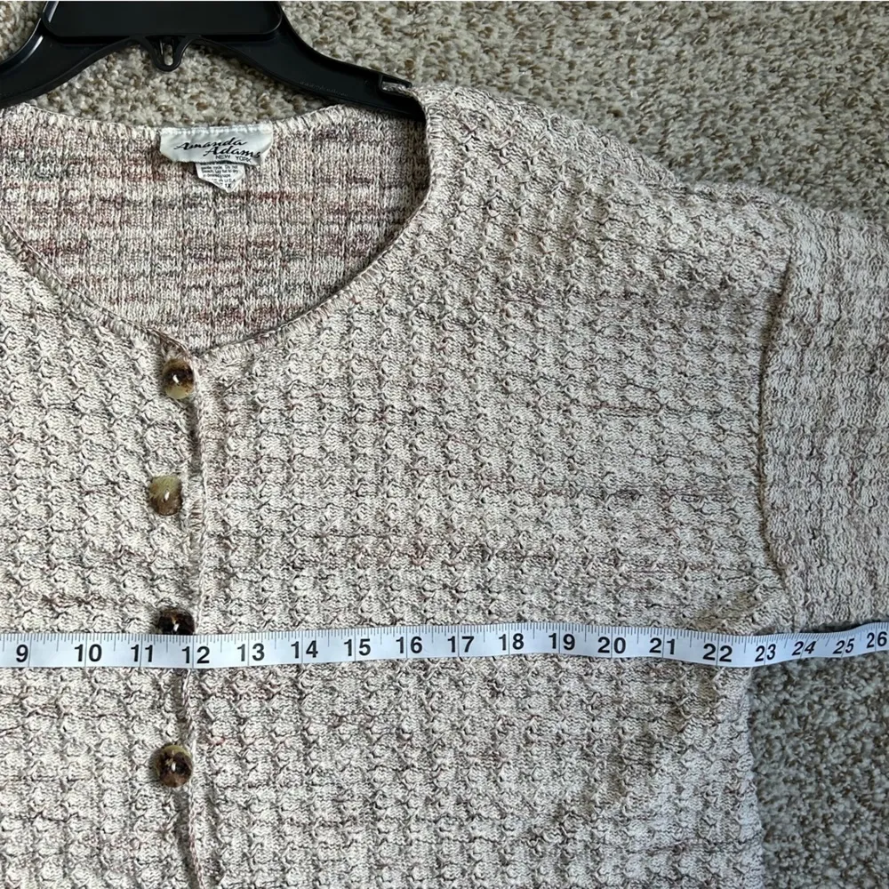 🦋 Vintage Amanda Adams Cream Pink Cardigan Neutral Casual Comfy Spring 1X - Image 5