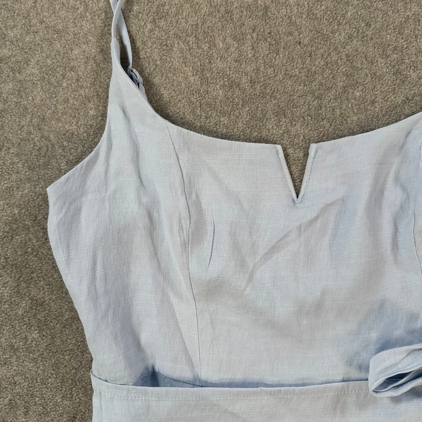 Hello Molly Blue Mini Dress Size 8 Ruffle Wrap Spaghetti Strap New - Image 3