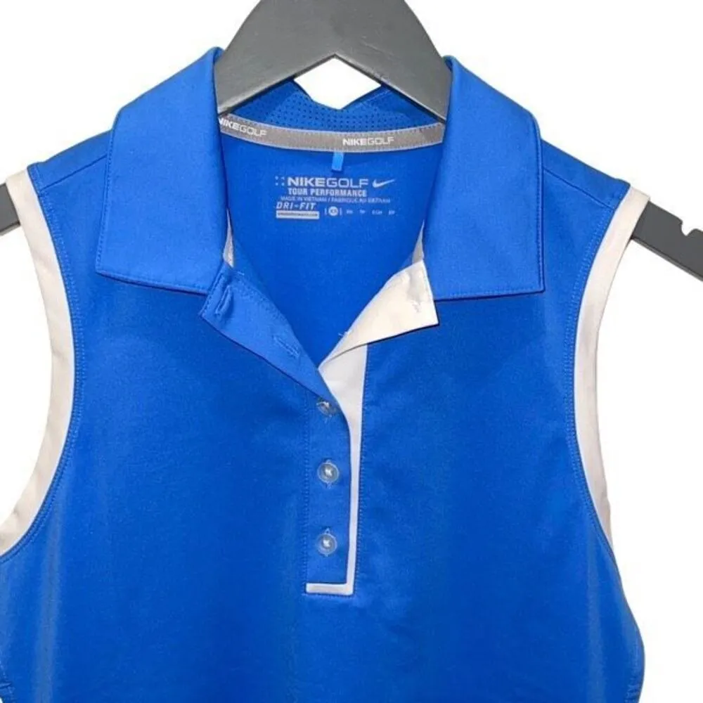 Nike Womens Golf Tour Performance Sleeveless Tennis Polo Shirt Blue Size‎ XS - Image 2
