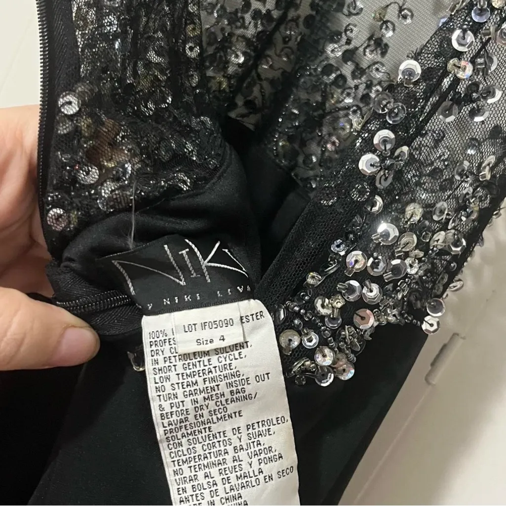 So Nikki Black and Silver Sequin Dress Size 4 - Image 7