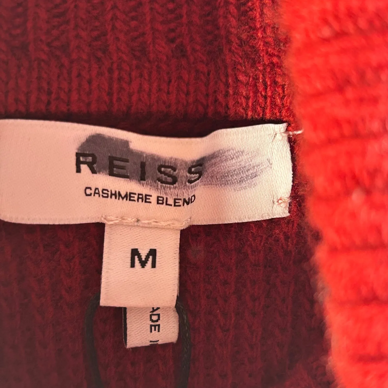 REISS Burgundy Wool Cashmere Blend Ribbed Turtleneck Sleeveless Sweater Top M - Image 4