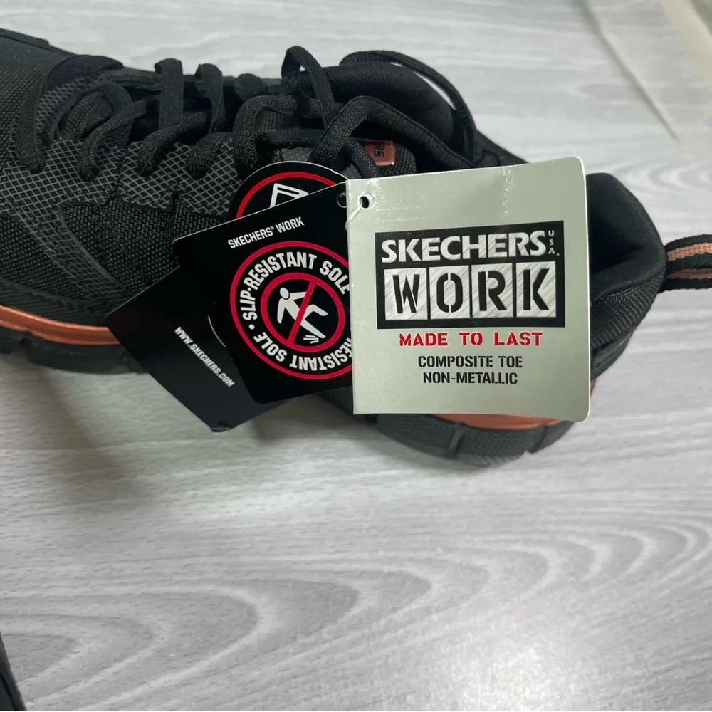 Skechers Composite Safety Toe Womens Shoes 8.5 Oil Slip Resistant 108074 BLK NEW - Image 7