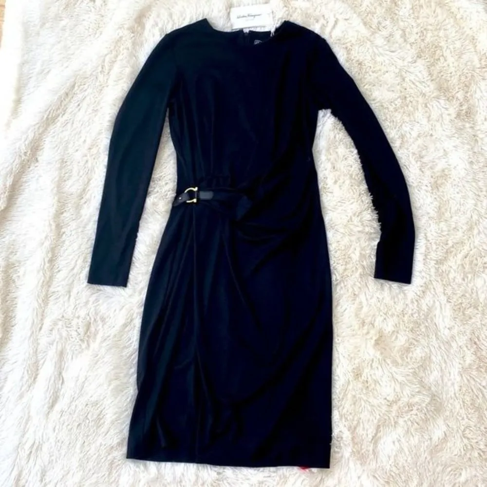 Women's  Wool Faux Wrap Dress with Buckle Size 40 (EU)/ 4 US - Image 7
